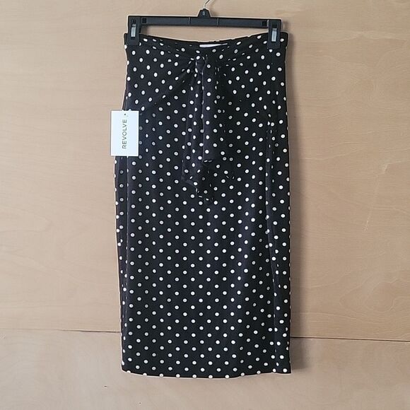 NWT Bailey 44 Hyena Polka Dot Black Stretchy Office Pencil Coquette Bow Skirt S - Picture 6 of 12